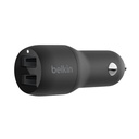 Cargador Belkin Para Carro Doble CCB001BTBK  Dual Tipo USB-A 24W Color Negro